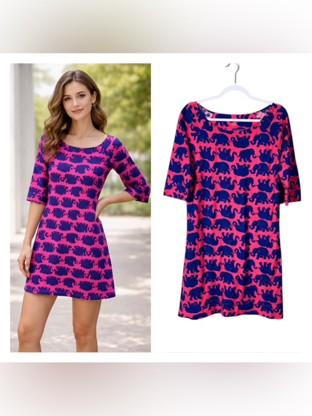 Lilly Pulitzer Elephant Dress Medium Beach Resort Vacation Preppy Pink Resort